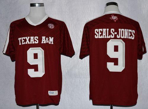 Aggies #9 Ricky Seals Jones Red New SEC Patch Stitched NCAA Jersey