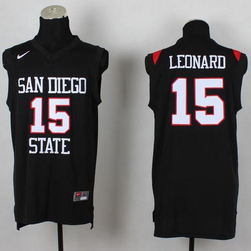 Aztecs #15 Kawhi Leonard Black Basketball Stitched NCAA Jersey