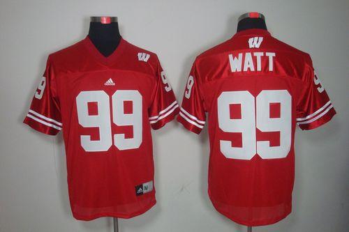 Badgers #99 J.J. Watt Red Stitched NCAA Jersey