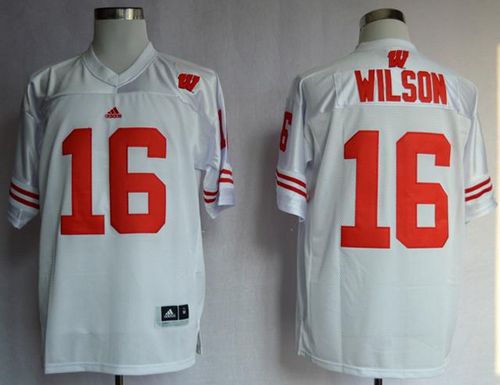 Badgers #16 Russell Wilson White Stitched NCAA Jersey