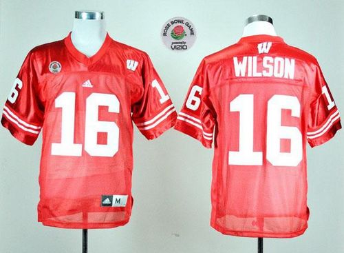 Badgers #16 Russell Wilson Red Rose Bowl Game Stitched NCAA Jersey