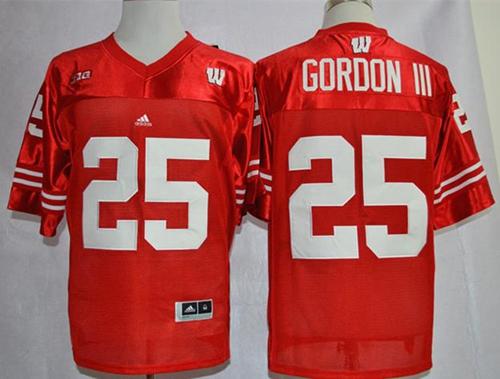 Badgers #25 Melvin Gordon III Red Big Ten Stitched NCAA Jersey