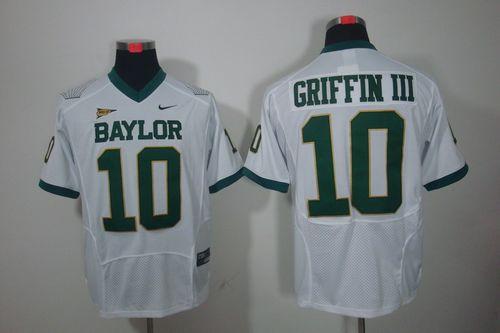 Bears #10 Robert Griffin III White Stitched NCAA Jersey