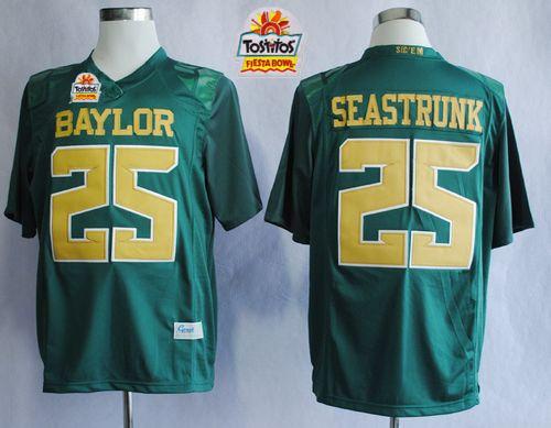 Bears #25 Lache Seastrunk Green 2014 Fiesta Bowl Patch Stitched NCAA Jersey