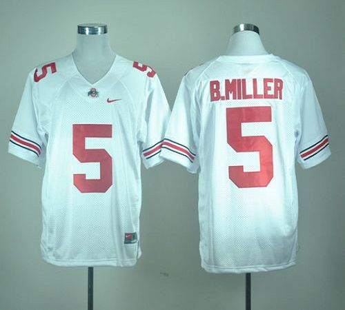 Buckeyes #5 Braxton Miller White Stitched NCAA Jersey