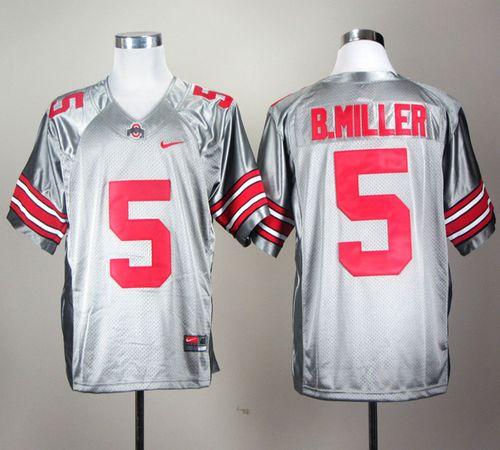 Buckeyes #5 Braxton Miller Grey Stitched NCAA Jersey