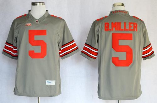 Buckeyes #5 Braxton Miller Grey Limited Stitched NCAA Jersey