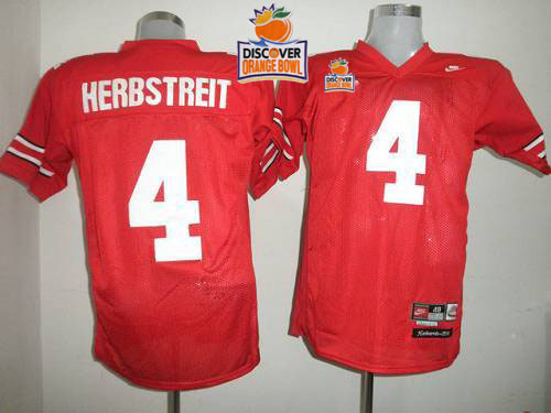 Buckeyes #4 Kirk Herbstreit Red 2014 Discover Orange Bowl Patch Stitched NCAA Jersey