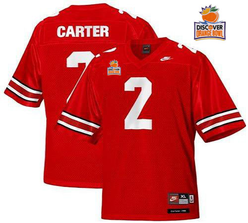 Buckeyes #2 Cris Carter Red Legends of the Scarlet & Gray Throwback 2014 Discover Orange Bowl Patch Stitched NCAA Jersey