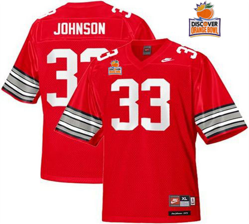 Buckeyes #33 Pete Johnson Red Legends of the Scarlet & Gray Throwback 2014 Discover Orange Bowl Patch Stitched NCAA Jersey