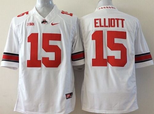 Buckeyes #15 Ezekiel Elliott White Limited Stitched NCAA Jersey