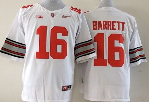 Buckeyes #16 J. T. Barrett White Diamond Quest Stitched NCAA Jersey