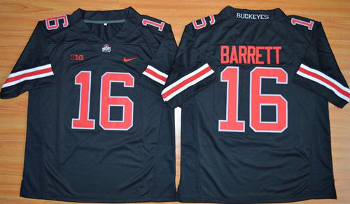 Buckeyes #16 J. T. Barrett Black(Red No.) Limited Stitched NCAA Jersey