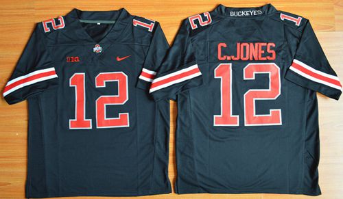 Buckeyes #12 Cardale Jones Black(Red No.) Limited Stitched NCAA Jersey