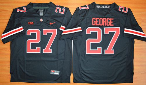 Buckeyes #27 Eddie George Black(Red No.) Limited Stitched NCAA Jersey