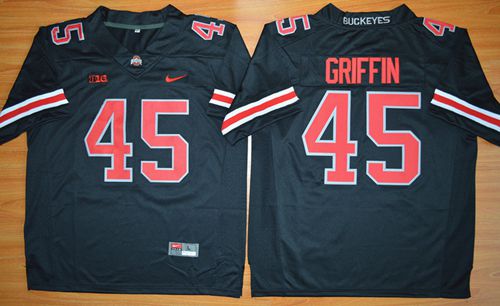 Buckeyes #45 Archie Griffin Black(Red No.) Limited Stitched NCAA Jersey