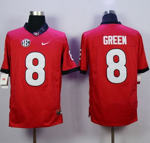 Bulldogs #8 A.J. Green Red Stitched NCAA Jersey