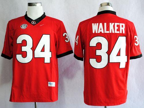 Bulldogs #34 Herschel Walker Red SEC Patch Stitched NCAA Jersey