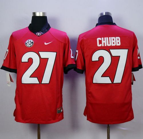 Bulldogs #27 Nick Chubb Red Limited Stitched NCAA Jersey