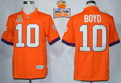 Tigers #10 Tajh Boyd Orange Limited 2014 Discover Orange Bowl Patch Stitched NCAA Jersey