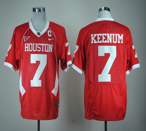 Houston Cougars #7 Case Keenum Red C-USA Patch Jersey on sale,for