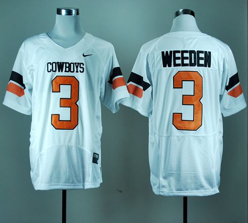 Cowboys #3 Brandon Weeden White Pro Combat Stitched NCAA Jersey