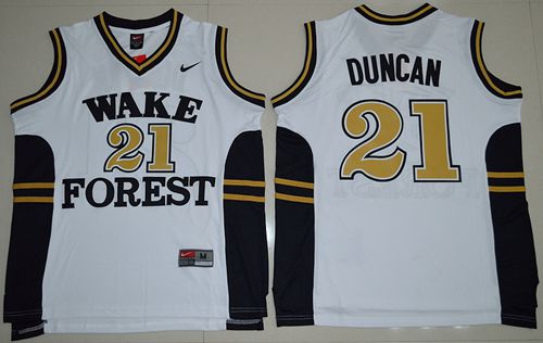 Demon Deacons #21 Tim Duncan White Basketball Stitched NCAA Jersey