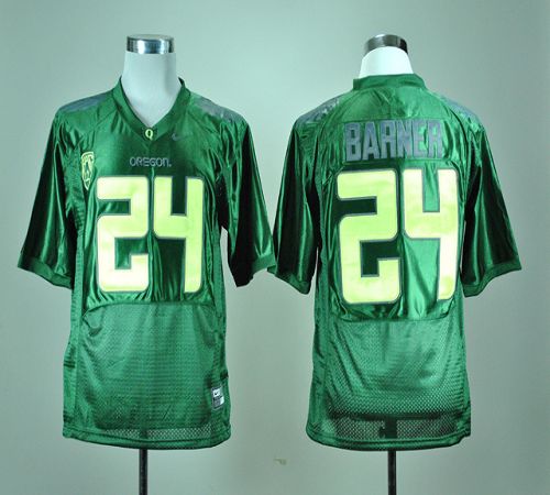 Ducks #24 Kenjon Barner Green With PAC 12 Patch Stitched NCAA Jersey