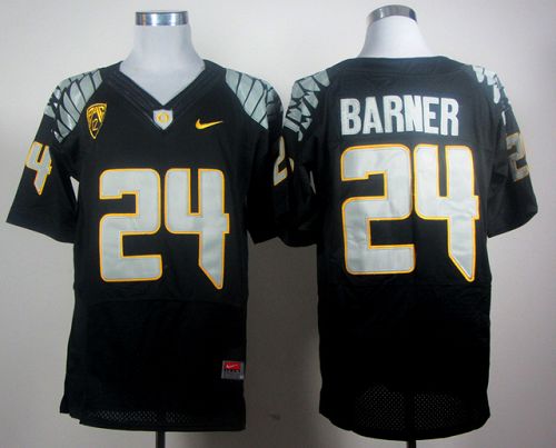 Ducks #24 Kenjon Barner Black Elite PAC 12 Patch Stitched NCAA Jersey