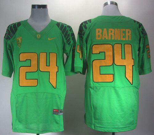 Ducks #24 Kenjon Barner Green Elite PAC 12 Patch Stitched NCAA Jersey