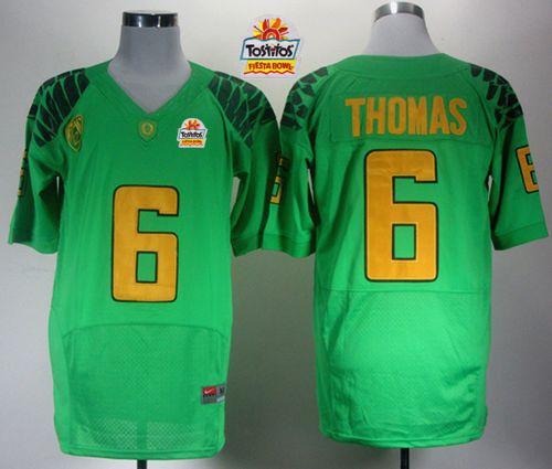 Ducks #6 De'Anthony Thomas Green Elite PAC 12 Patch Tostitos Fiesta Bowl Stitched NCAA Jersey