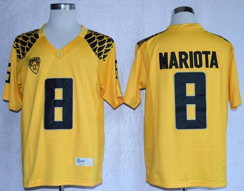Ducks #8 Marcus Mariota Yellow Limited Stitched NCAA Jersey