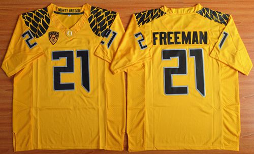 Ducks #21 Royce Freeman Yellow Limited Stitched NCAA Jersey