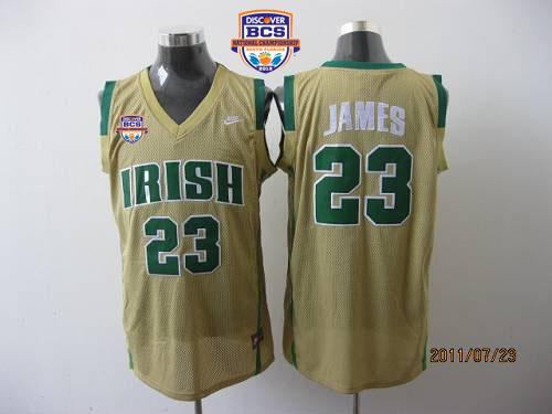 Fighting Irish #23 Lebron James Earth Yellow Basketball 2013 BCS National Championship Stitched NCAA Jersey