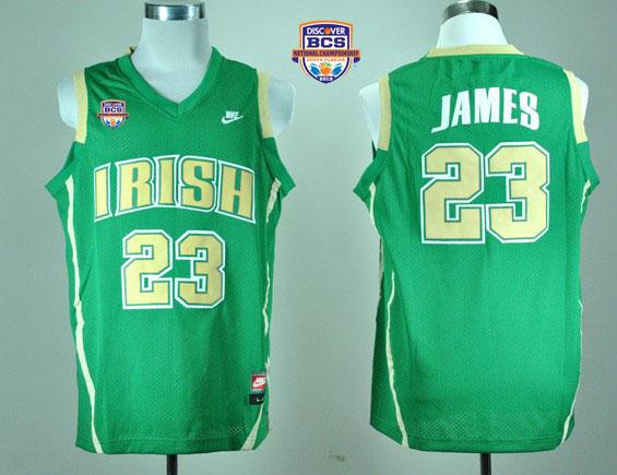 Fighting Irish #23 Lebron James Green Basketball 2013 BCS National Championship Stitched NCAA Jersey