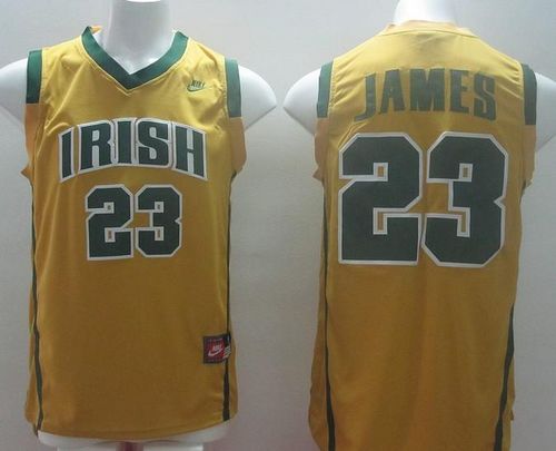 Fighting Irish #23 Lebron James Yellow Basketball Stitched NCAA Jersey