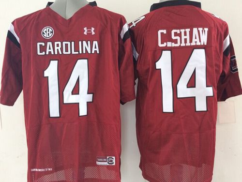 Fighting Gamecocks #14 Connor Shaw Red SEC Patch Stitched NCAA Jersey