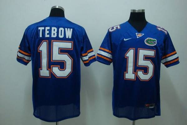 Gators #15 Tim Tebow Blue Stitched NCAA Jersey