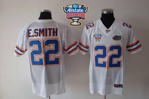 Gators #22 E.Smith White Allstate Sugar Bowl Stitched NCAA Jersey