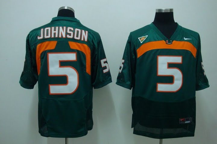 Hurricanes #5 Andre Johnson Green Stitched NCAA Jersey
