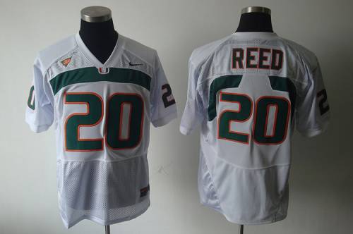 Hurricanes #20 Ed Reed White Stitched NCAA Jerseys