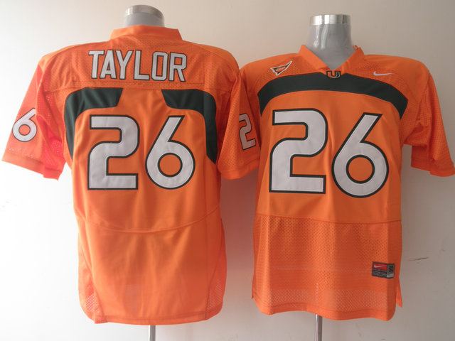 Hurricanes #26 Sean Taylor Orange Stitched NCAA Jerseys