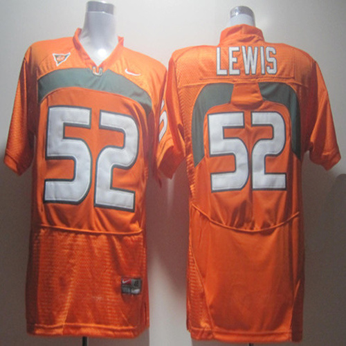 Hurricanes #52 Ray Lewis Orange Stitched NCAA Jerseys