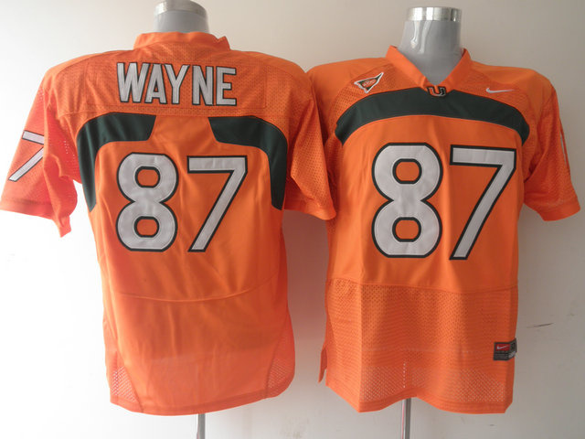 Hurricanes #87 Reggie Wayn Orange Stitched NCAA Jerseys