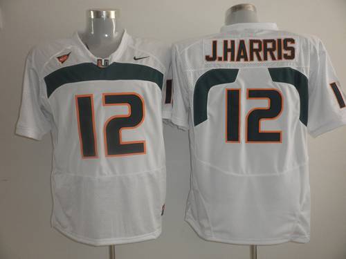 Hurricanes #12 Jacory Harris White Stitched NCAA Jerseys