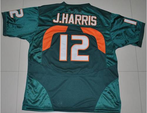 Hurricanes #12 Jacory Harris Green Stitched NCAA Jerseys