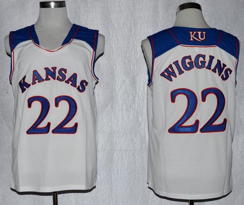 Jayhawks #22 Andrew Wiggins White Basketball Stitched NCAA Jersey