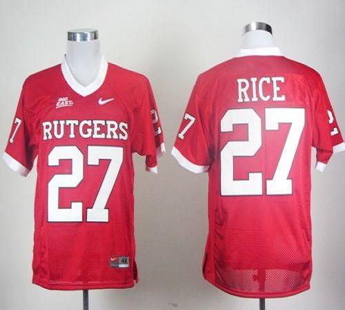 Knights #27 Ray Rice Red With Big East Patch Stitched NCAA Jersey