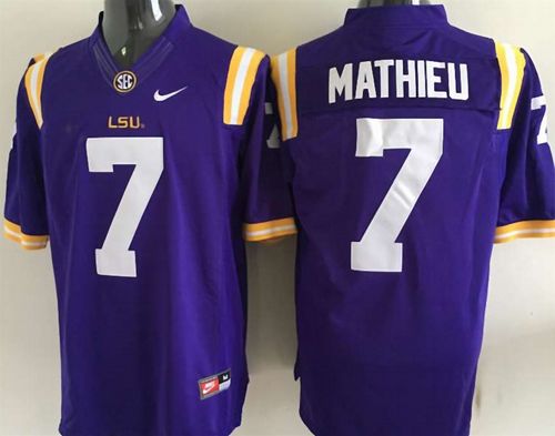 LSU Tigers #7 Tyrann Mathieu Purple Stitched NCAA Jersey