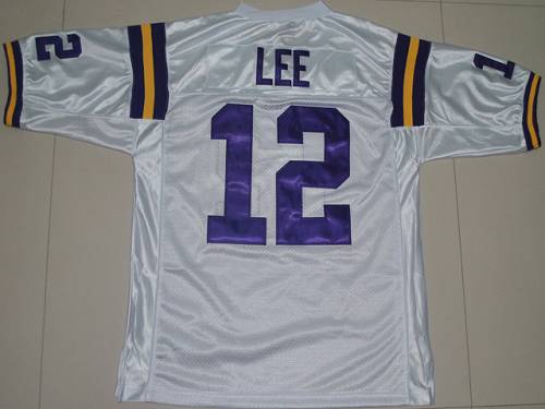 LSU Tigers #12 Jarrett Lee White Stitched NCAA Jersey